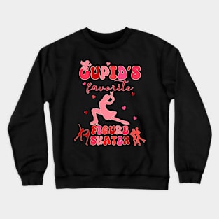 Cupid_s Favorite Figure Skater Valentines Day Groovy Design Crewneck Sweatshirt